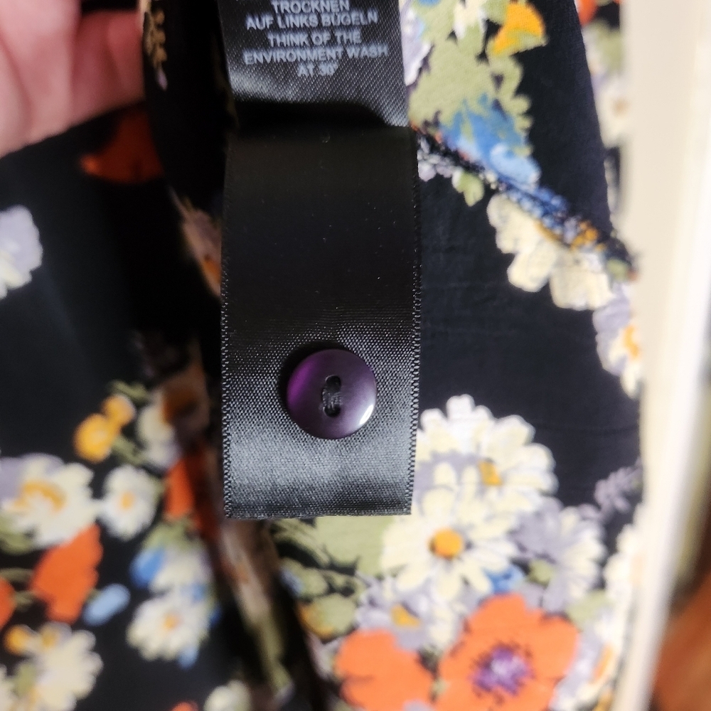 ASOS Floral Wrap Mini Dress Long-sleeve Sz 14 Viscose Tie Bow Black Tulip Skirt - Picture 6 of 8